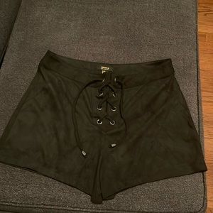 Faux Suede Lace-Up Shorts